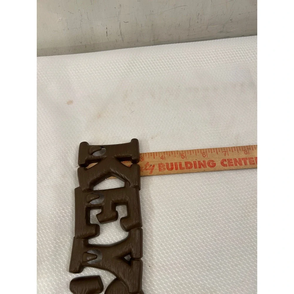 Vintage Wall Key Holder OS Brown Faux Wood Grain 4 Hook Entryway Organizer